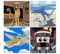 Paquete de 4/6 kits de arte de diamantes de animales de dibujos animados, kits de pintura de diamantes italianos, memes de pudrición cerebral, arte de gemas para decoración de pared del hogar, regalo