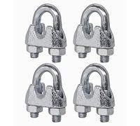 Paquete de 4 abrazaderas de cuerda de alambre M10, clips de cable, DIN 741, abrazadera de acero para cuerda de alambre de Ø 13 mm, sillín de perno U (4 piezas, M10 para Ø 13 mm)