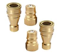 Paquete de 4 acopladores separados rápidos de bronce consistente que garantizan una fuerte tolerancia al estrés para accesorios de limpieza profesionales. Herramienta de limpieza