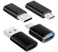 [Paquete de 4] Adaptador USB C a USB 3.0, Adaptador USB C Adaptador USB a Tipo C,Micro USB a Adaptador USB,USB C to USB Compatible con MacBook Pro,Samsung Galaxy,Smartphones,Laptop, PC,en Coche y más