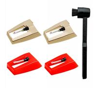 Paquete de 4 agujas para tocadiscos con cepillo de limpieza para lápiz capacitivo, repuesto de aguja de tocadiscos para Crosley, Victrola, 1byone, Jensen y más discos de vinilo