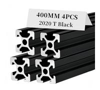 Paquete de 4 aleaciones ORIDGIMAN de metal común de 15.75 pulgadas, 400 mm, perfil de extrusión de aluminio con ranura en T, estándar europeo, anodizado, negro, extruido, marco guía de riel lineal