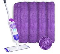 Paquete de 4 almohadillas de microfibra reutilizables para mopa PowerMop, almohadillas de microfibra lavables a máquina, uso en seco y húmedo, adecuadas para todo tipo de suelos (morado, 4 unidades)