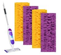 Paquete de 4 almohadillas de repuesto para mopa Swiffer PowerMop multisuperficie y mopa de madera Swiffer PowerMop, almohadillas de limpieza de microfibra lavables y reutilizables (2 amarillas + 2