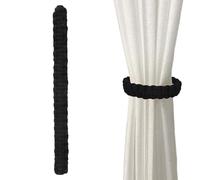 Paquete De 4 Alzapaños para Cortinas, Alzapaños De Cortina De Cuerda De Yute Natural,Tiebacks De Cortina Trenzados a Mano,Alzapaños De Cortina Bohemios para El Hogar Y La Oficina (Negro)