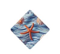 Paquete de 4 ambientadores de coche con diseño de estrella de mar sobre fondo azul, bonito ambientador colgante para coche, decoración de habitación de automóvil, regalo