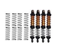 Paquete de 4 amortiguadores metálicos para coches RC de alta resistencia de 90 mm para modelos a escala 1/10 con 8 resortes de repuesto. (Oro)