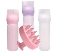 Paquete de 4 Aplicador Aceite Pelo,Masajeador Capilar,Scalp Oil Applicator,Botella VoluméTrica De Color De Cabello con Escala Graduada,para la Coloración del Cabello