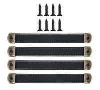 Paquete de 4 asas de cuero para muebles y armarios, con núcleo de hierro para mayor resistencia, agujeros preperforados y tornillos para una instalación rápida