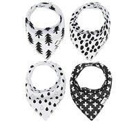Paquete de 4 baberos unisex para bebé con broches a presión y hechos de 100 % algodón suave orgánico. Regalo único para recién nacidos. Conjunto absorbente y ajustable P