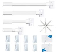 Paquete de 4 barras de cortina adhesivas, varillas de cortina de bistró, barra de cortina extensible, para tienda, armario, ventana, cocina, proyectos de bricolaje (70-120 cm, blanco)