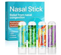 Paquete de 4 barras nasales, alivia la congestión nasal, respira con facilidad con una sensación refrescante y fresca, set de spray nasal para más energía, relajación diaria, ingredientes naturales pu