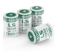 Paquete de 4 baterías de litio LS14250 de 3,6 V 1/2 AA 1300 mAh, baterías ER14250, no recargables