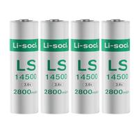 Paquete de 4 baterías LS1450O ER14505, baterías de litio AA de 2800 mAh, 3,6 V, Li-SO atería ER1450O no recargable para medidor de electricidad de agua, batería genérica