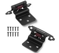 Paquete de 4 bisagras de gabinete negras insertadas de 3/8 pulgadas, bisagras de gabinete de cierre automático negro mate para cocina, baño, muebles y puertas, bisagras de armario empotradas (2 pares)