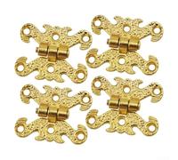 Paquete de 4 bisagras vintage de aleación de zinc de 39 x 30 mm con diseño de grabado para caja de madera, joyero, cajón, puerta, muebles, herrajes con acabado dorado