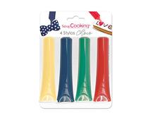 Paquete de 4 bolígrafos de chocolate - Rojo, azul, verde y amarillo - 4 x 25 g