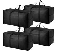 Paquete de 4 bolsas de almacenamiento extragrandes de 120L con tapa, bolsas de mudanza resistentes con cremalleras, bolsa de transporte para viajes, edredones, ropa, hogar, debajo de la cama