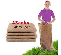 Paquete de 4 bolsas de carreras de arpillera sin olor, 23 x 40 pulgadas, juegos de césped al aire libre para niños y adultos, juegos de patio exterior para fiesta de cumpleaños, reunión familiar de