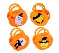 Paquete de 4 bolsas de dulces de Halloween para niños, colección de fiesta de bruja, murciélago, fantasma, calabaza, portadores reutilizables para truco o trato preescolar y bolsas de regalo para el