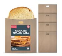 Paquete de 4 bolsas de tostada para tostadora, reutilizables, sin desorden, sabrosas golosinas tostadas, bolsas de tostada para tostadora reutilizable, bolsas de tostado