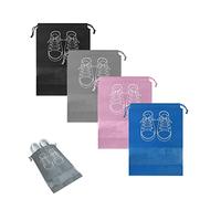 Paquete de 4 Bolsas de Zapatos de Viaje para Mujer, Bolsas de Zapatos con cordón Impermeables y a Prueba de Polvo, Bolsas de Viaje portátiles con Ranuras Transparentes para Uso Diario y Viajes