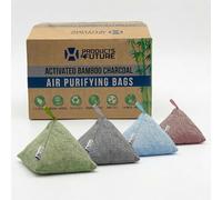 Paquete de 4 bolsas purificadoras de aire de carbón de bambú activado naturalmente, bolsa desodorante natural para el hogar, bolsa de carbón absorbente de olores para mascotas, eliminador de olores y