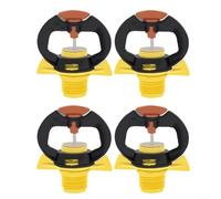 Paquete de 4 boquillas circulares de riego de plástico giratorias de 4 puntos para jardín, césped, agricultura, cabezales de aspersor de plástico de ingeniería amarilla con distribución uniforme del