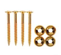 Paquete de 4 bujes de placa de montaje para cuello de guitarra (ferrulas), 14 mm de diámetro, metal, inoxidable y resistente al desgaste, para guitarra eléctrica y bajo (dorado)