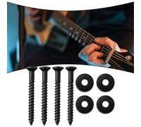 Paquete de 4 bujes de placa de montaje para cuello de guitarra (ferrulas), 14 mm de diámetro, metal, resistente al óxido y al desgaste, para guitarra eléctrica y bajo (negro)