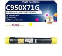 (Paquete de 4) C950X71G Cartuchos de Tóner de Alto Rendimiento para Lexmark C950 X950 X952 X954 Impresoras, Impresión de Alto Volumen, Impresiones Nítidas, 30000 Páginas,Yellow-1 Pack