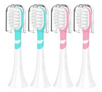 Paquete de 4 cabezales de cepillo de dientes de repuesto para niños compatibles con Philips Sonicare 6032/94 6321 6340 6042 6320 6330, rosa y verde