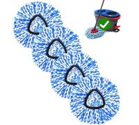 Paquete de 4 cabezales de repuesto para fregona compatibles con O Cedar, cabezal de repuesto para sistema RinseClean de 2 tanques, microfibra esponjosa, lavable a máquina y fácil de reemplazar