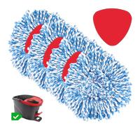 Paquete de 4 cabezales de repuesto para fregona giratoria compatibles con Oceda EasyWring sistema de 1 tanque, con 1 base de fregona giratoria, 100% microfibra, limpieza profunda, lavable a máquina,