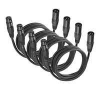 (Paquete de 4) Cable XLR, DMX Cable de conexión de señal, 3 m / 10 pies Cables de luz de escenario Cables con cañón Enchufes macho y hembra de 3 pines para todas las luces LED de cabeza móvil Par