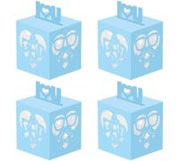 Paquete de 4 cajas azul claro para el día del padre, soportes de papel decorativos para galletas, caramelos, chocolates, recuerdos de fiesta perfectos para papá y abuelo