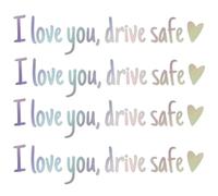 Paquete de 4 calcomanías de espejo con texto en inglés "I Love You Driving Safe", con texto en inglés "I Love You Drive Safe" con corazón, calcomanías artísticas para espejo retrovisor, regalos de