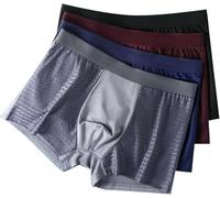 Paquete De 4 Calzoncillos Bóxer Finos De Seda Y Malla Transpirable De Verano For Hombre Deportivos Realzador De Bultos para Deportes, Pantalones Cortos, Atléticos, Ropa Interior A,4XL