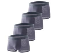 Paquete De 4 Calzoncillos Bóxer Finos De Seda Y Malla Transpirable De Verano For Hombre Deportivos Realzador De Bultos para Deportes, Pantalones Cortos, Atléticos, Ropa Interior D,L