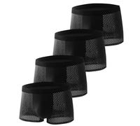 Paquete De 4 Calzoncillos Bóxer Finos De Seda Y Malla Transpirable De Verano For Hombre Deportivos Realzador De Bultos para Deportes, Pantalones Cortos, Atléticos, Ropa Interior H,XXL