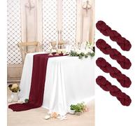 Paquete de 4 caminos de mesa de gasa de gasa de 10 pies de largo, estilo bohemio, para boda, 35 x 120 pulgadas para bodas, despedidas de soltera, fiestas, decoración de banquetes (borgoña)