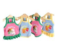 Paquete de 4 camisetas sin mangas para perros con temática peluda, bonito estampado de dibujos animados, diseño de dobladillo con volantes, ropa suave y colorida para perros pequeños y medianos (XXL)