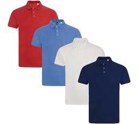 Paquete de 4 camisetas tipo polo de manga corta para hombre, lisas, piqué | Paquete de 4 camisetas tipo polo de manga corta para hombre con punta de piqué
