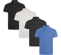 Paquete de 4 camisetas tipo polo de manga corta para hombre, lisas, piqué | Paquete de 4 camisetas tipo polo de manga corta para hombre con punta de piqué