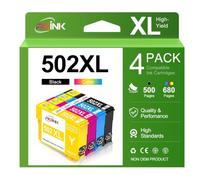 Paquete de 4 cartuchos de tinta 502XL compatibles con Epson 502 XL de alto rendimiento para Expression Home XP-5100 XP-5105 XP-5150 XP-5155, Workforce WF-2860 WF-2865 WF-2880 WF-2885, paquete de 4
