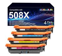 Paquete de 4 Cartuchos de tóner 508X de Repuesto para HP 508X, Funciona con HP Color Laser Enterprise M552, M553, Color Laser Enterprise MFP M577 Series (Negro, Cian, Magenta, Amarillo)