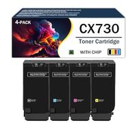 Paquete de 4 Cartuchos de tóner de Alto Rendimiento CX730 compatibles con los Modelos 71C2HK0 71C2HC0 71C2HM0 71C2HY0 para impresoras láser Lexmark CS730de CS735de CX730de CX735adse,4Color-1Pack