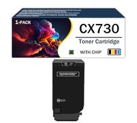 Paquete de 4 Cartuchos de tóner de Alto Rendimiento CX730 compatibles con los Modelos 71C2HK0 71C2HC0 71C2HM0 71C2HY0 para impresoras láser Lexmark CS730de CS735de CX730de CX735adse,Black-1Pack