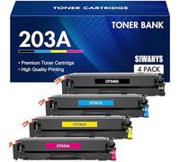 Paquete de 4 cartuchos de tóner para HP 203A CF540A CF541A CF542A CF543A, compatible con Color LaserJet Pro M254dw M254nw M254dn MFP M281fdw M281fdn M281cdw M280nw, negro, cian, amarillo magenta