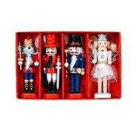 Paquete de 4 cascanueces clásicos de madera de 13 cm, soldados guardianes para árbol de Navidad, decoración de vacaciones, decoración multiusos de madera, cascanueces de madera